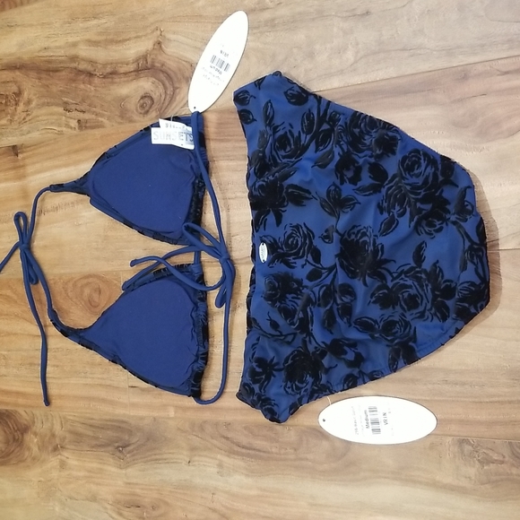 NEW Blue and Black Bikini Size Medium - Picture 2 of 4